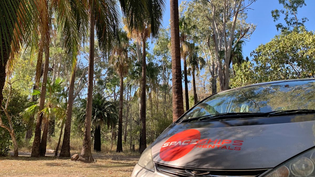 Spaceships campervan parked at Carnarvon Gorge